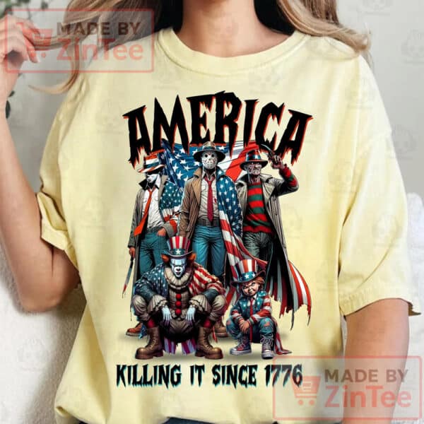 America Killing It Since 1776 Shirt, Horror Movie Fourth Of July Tee, Thug Life Killers Shirt