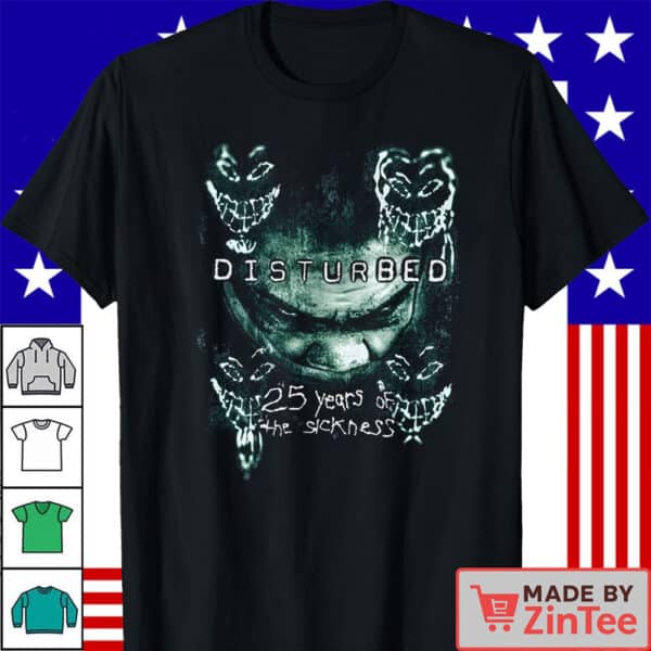 Official Disturbed The Sickness 25Th Anniversary Tour Date Shirt