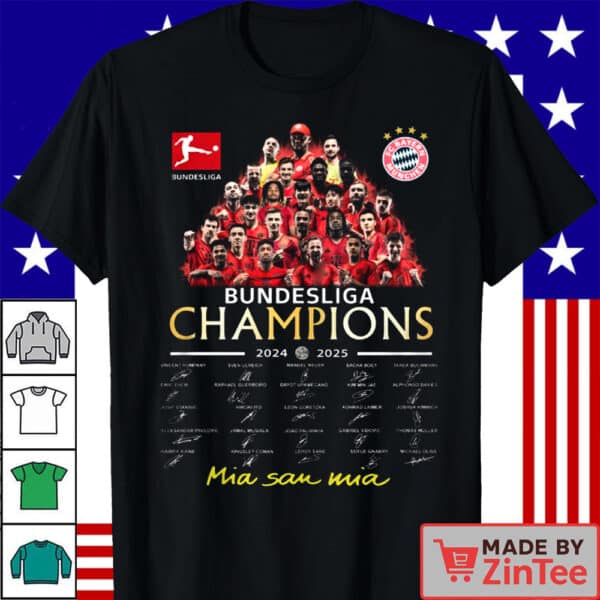 Official FC Bayern Munich Bundesliga Champions 2024–2025 Shirt – Official Squad Signature Shirt