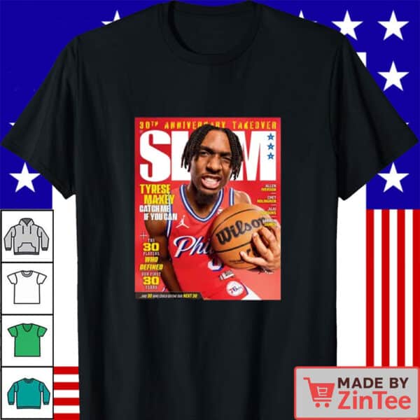 Official Tyrese Maxey T Shirt, Championship Trophy Los Angeles Basketball