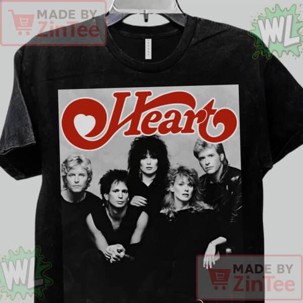 Heart Band T-Shirt, Retro Rock Gift For Fans