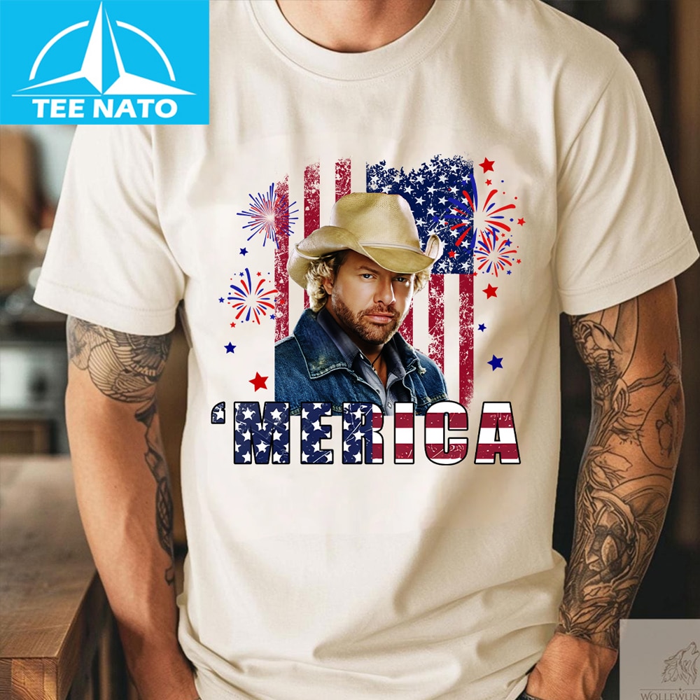 A stylized photo of the patriotic Toby Keith shirt.