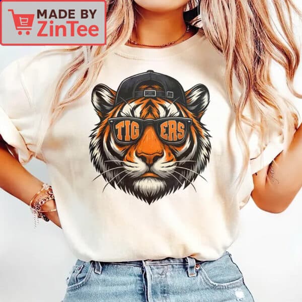Vintage Cool Tiger Face with Sunglasses and Cap Shirt